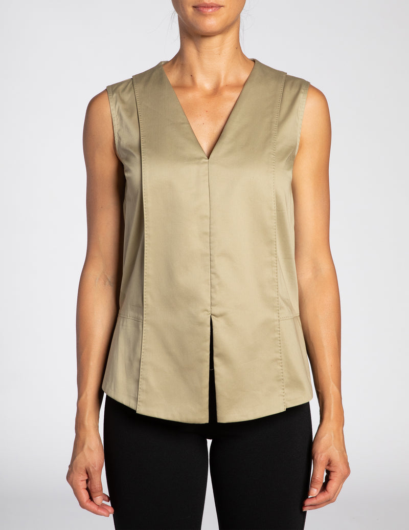 VANTA Sleeveless Cotton Top with Front Panel