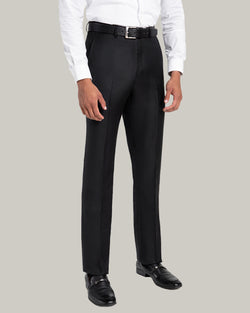 Flat Front Trouser in Loro Piana Luxury Serge Wool Fabric, Black