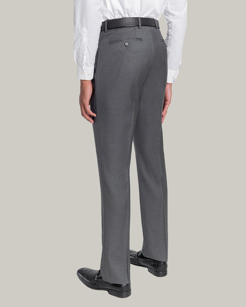 Flat Front Trouser in Loro Piana Luxury Serge Wool Fabric, Grey