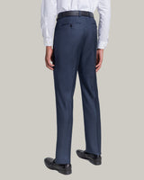 Blue Multi, Flat Front Trouser, Loro Piana Wool Fabric, Made in Italy