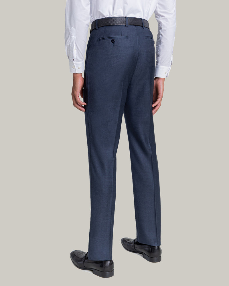 Blue Multi, Flat Front Trouser, Loro Piana Wool Fabric, Made in Italy
