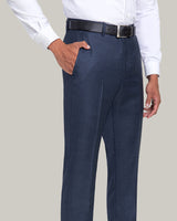 Flat Front Trouser in Loro Piana Luxury Serge Wool Fabric, Blue Multi