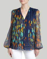 ALEXIA Silk Long Sleeve Buttoned Blouse