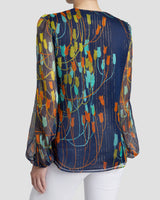 ALEXIA Silk Long Sleeve Buttoned Blouse