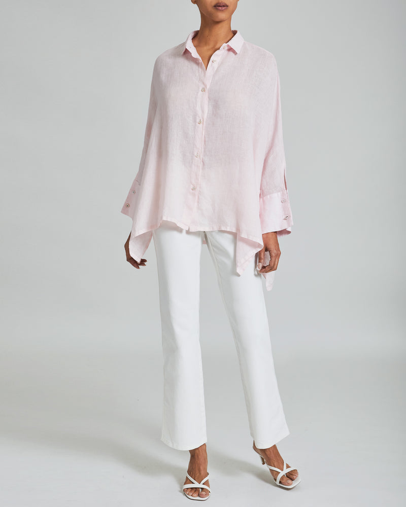 ANYA Oversized Washed Linen Shirt with Wide Cuffs