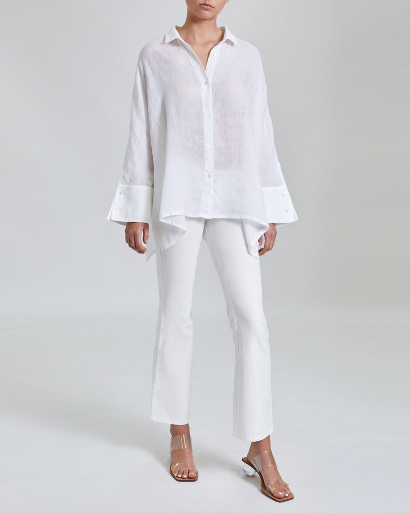 ANYA Oversized Washed Linen Shirt with Wide Cuffs