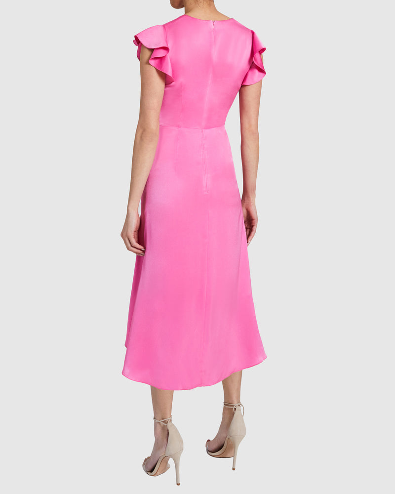 AVERY Midi Dress with Flutter Cap Sleeves