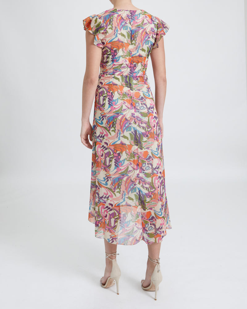 AVERY Midi Dress with Flutter Cap Sleeves