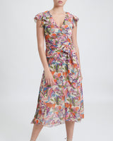 AVERY Midi Dress with Flutter Cap Sleeves
