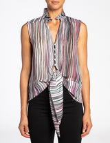 BRINA Sleeveless Blouse with Ruffled Collar