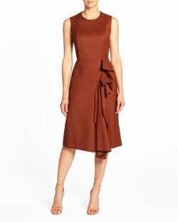 NICOLETTE Sleeveless Wool Dress with Side Ruffle