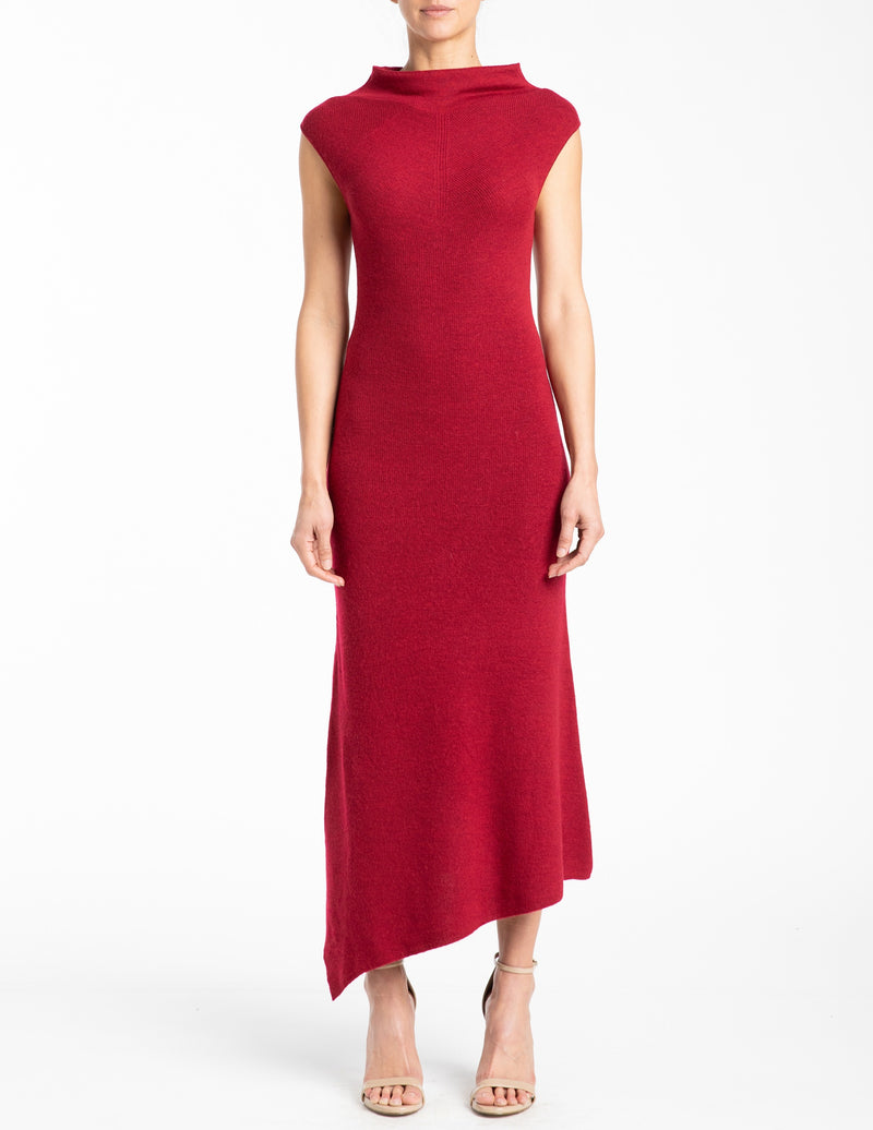 GELA Asymmetric Cap Sleeve Knit Dress