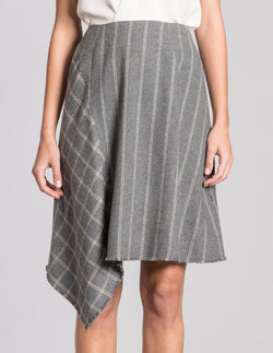 MARINA A-Line Flannel Skirt with Side Hi Lo Panel