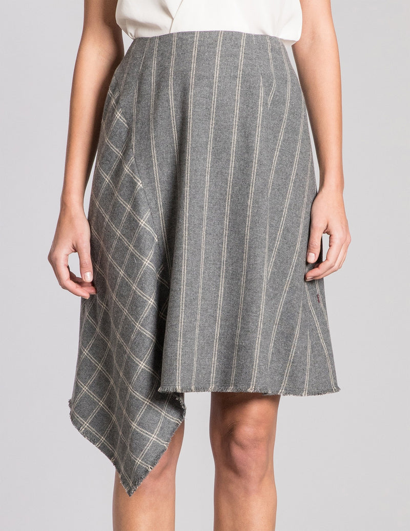 MARINA A-Line Flannel Skirt with Side Hi Lo Panel