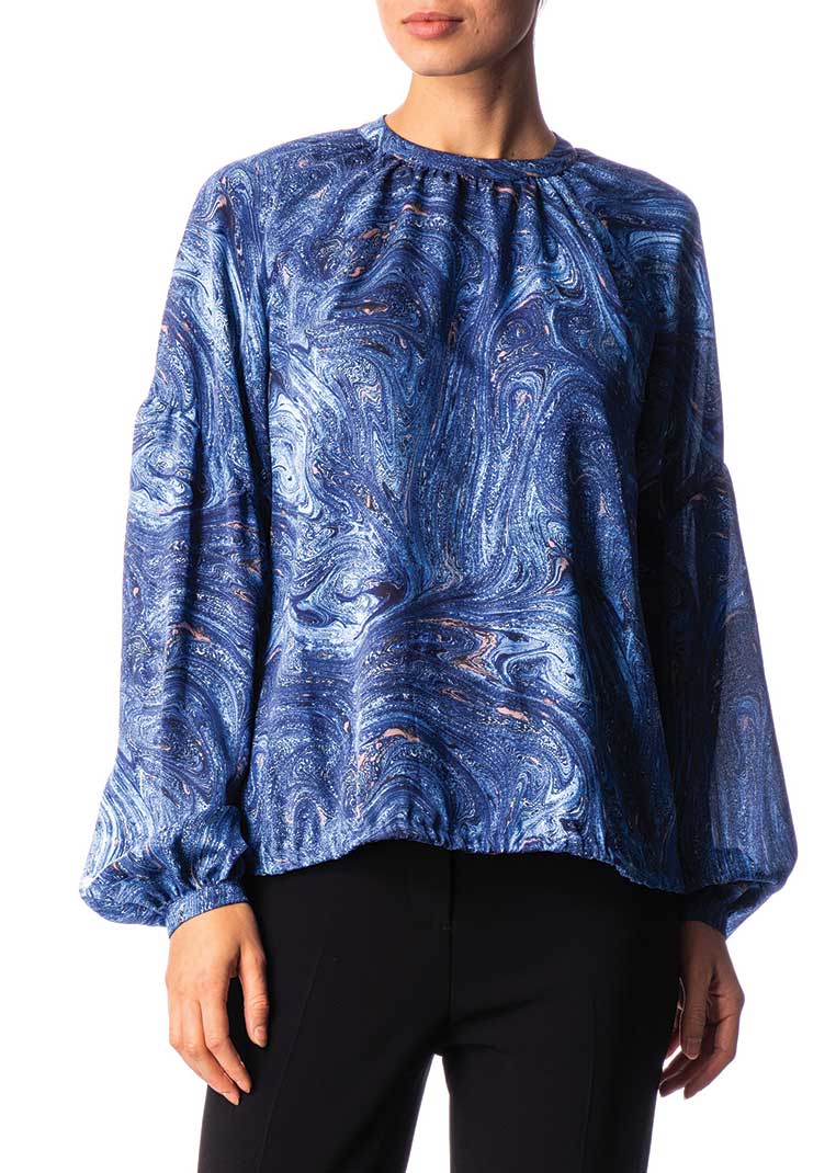 Long Poet Sleeve Silk Blouse