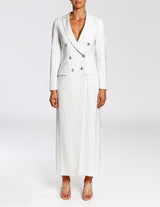 HARMONY Double-Breasted 6-Button Striped Long Coat