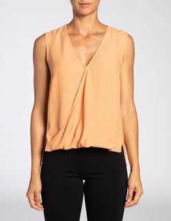 KEONA Sleeveless Faux Wrap Silk Top
