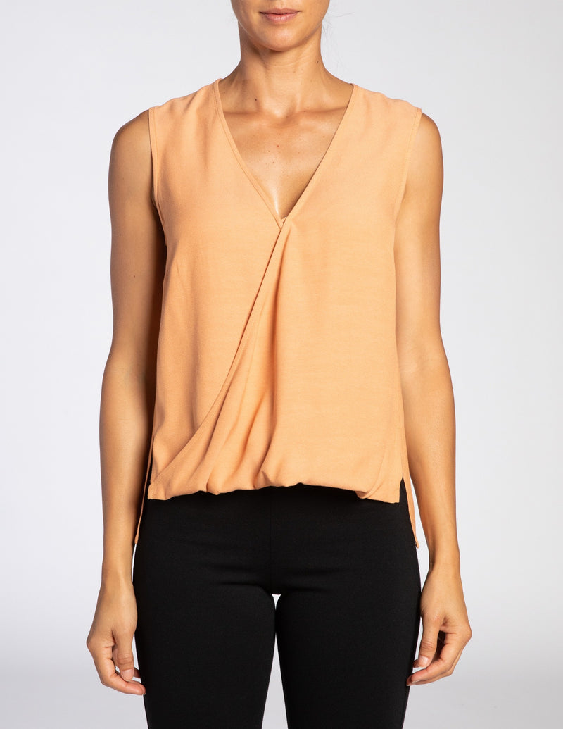 KEONA Sleeveless Faux Wrap Silk Top
