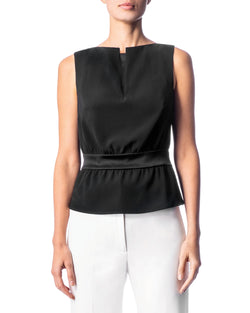 Sleeveless Boat Neckline Peplum Top