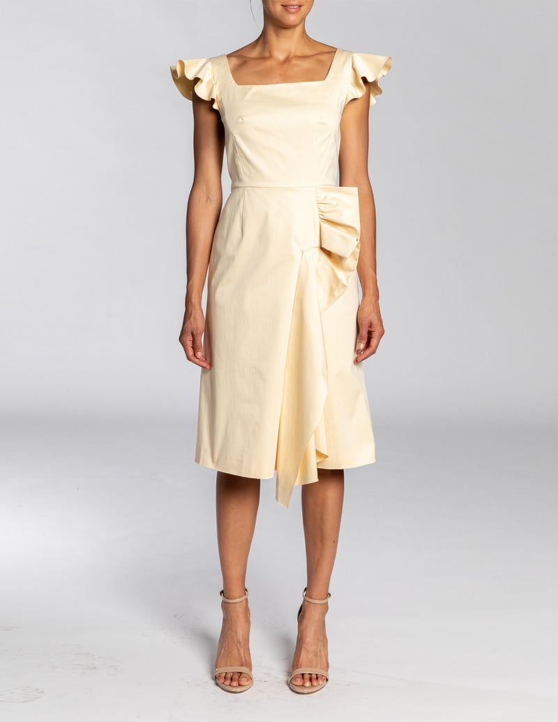 NICA Cap Sleeve Dress with Side Ruffle