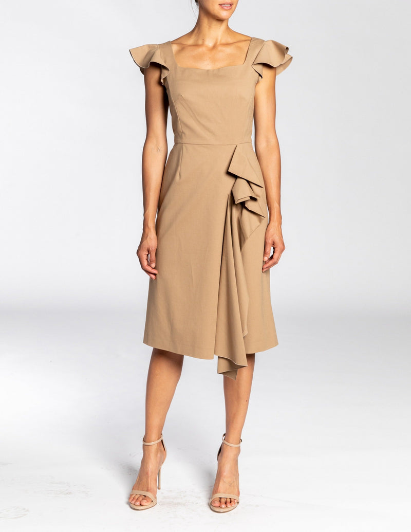 NICA Cap Sleeve Dress with Side Ruffle