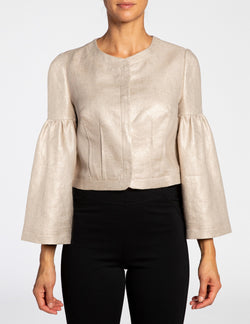 RAYA Cropped Jacket in Coated Linen