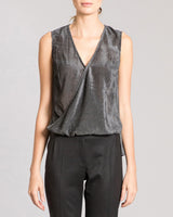 KEONA Sleeveless Faux Wrap Silk Top