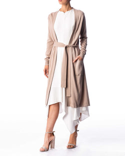 Long Cardigan in Cotton/Viscose Blend