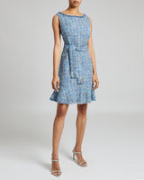 CELINE Sleeveless Tweed Sheath Dress