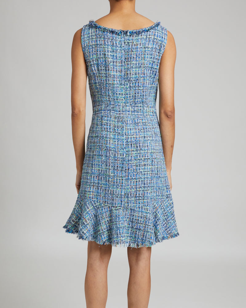 CELINE Sleeveless Tweed Sheath Dress