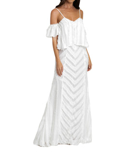 Maxi A-Line Dress with Fancy Striped Paneling