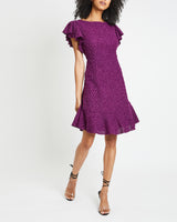 DESTE Boucle Sheath Dress with Ruffles