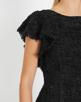 DESTE Tweed Dress with Ruffle Detail