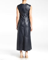 ELECTRA Sleeveless A-Line Midi Leather Dress