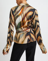 EMMA Long Sleeve Wrap Print Blouse