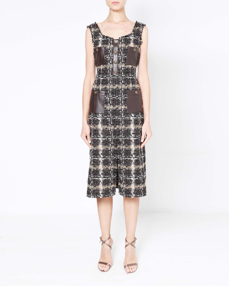 FANNY Sleeveless A-Line Tweed Dress