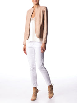 Leather Jacket with Front Zipper