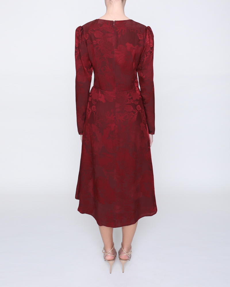 JENNY Long Sleeve Tonal Dress with Ruching