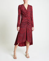 JENNY Long Sleeve Tonal Dress with Ruching