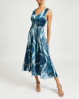 LILIA Sleeveless Flared Midi Dress
