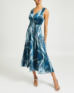 LILIA Sleeveless Flared Midi Dress