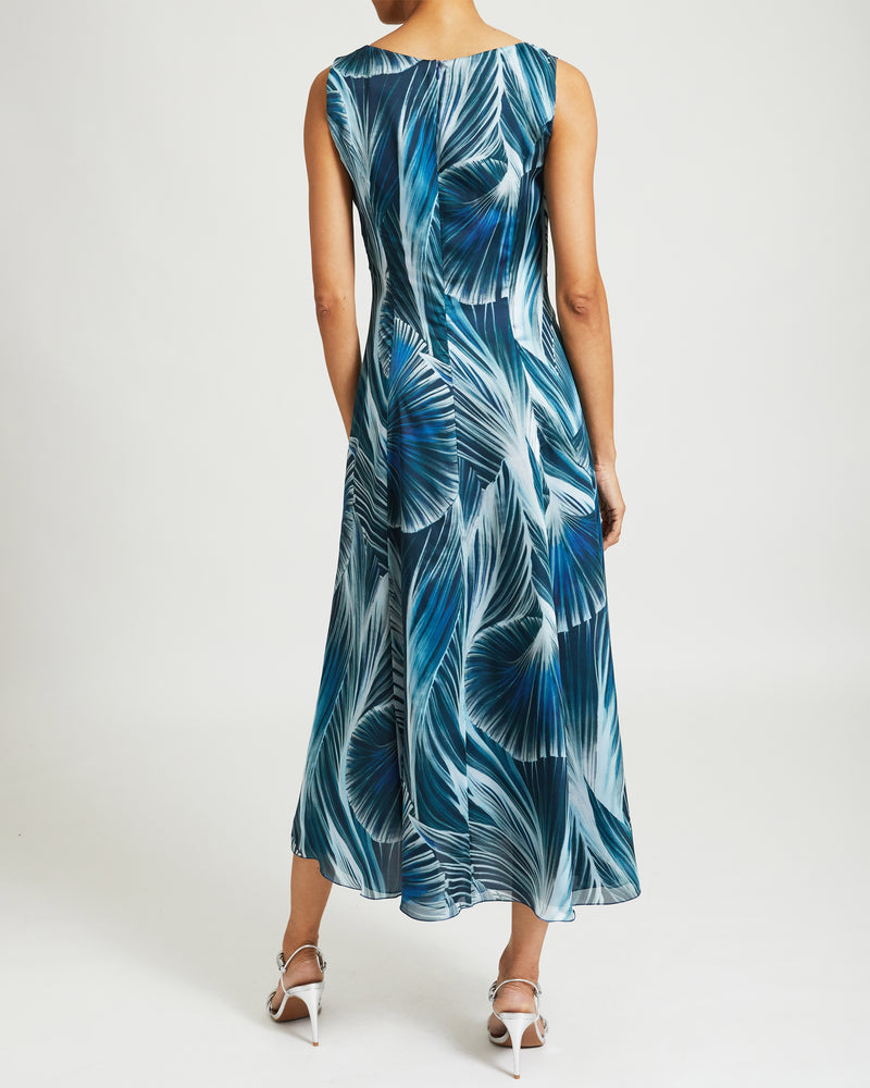 LILIA Sleeveless Flared Midi Dress