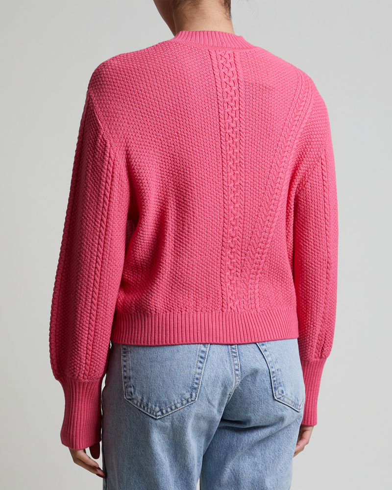 LORENA Crew Neck Wool Sweater with Fancy Knit Pattern