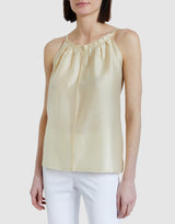 MILLA Satin Tank Top with Neckline Tucks