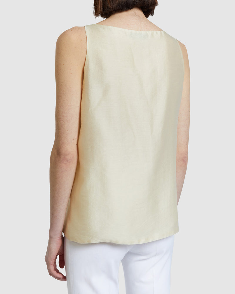 MILLA Satin Tank Top with Neckline Tucks