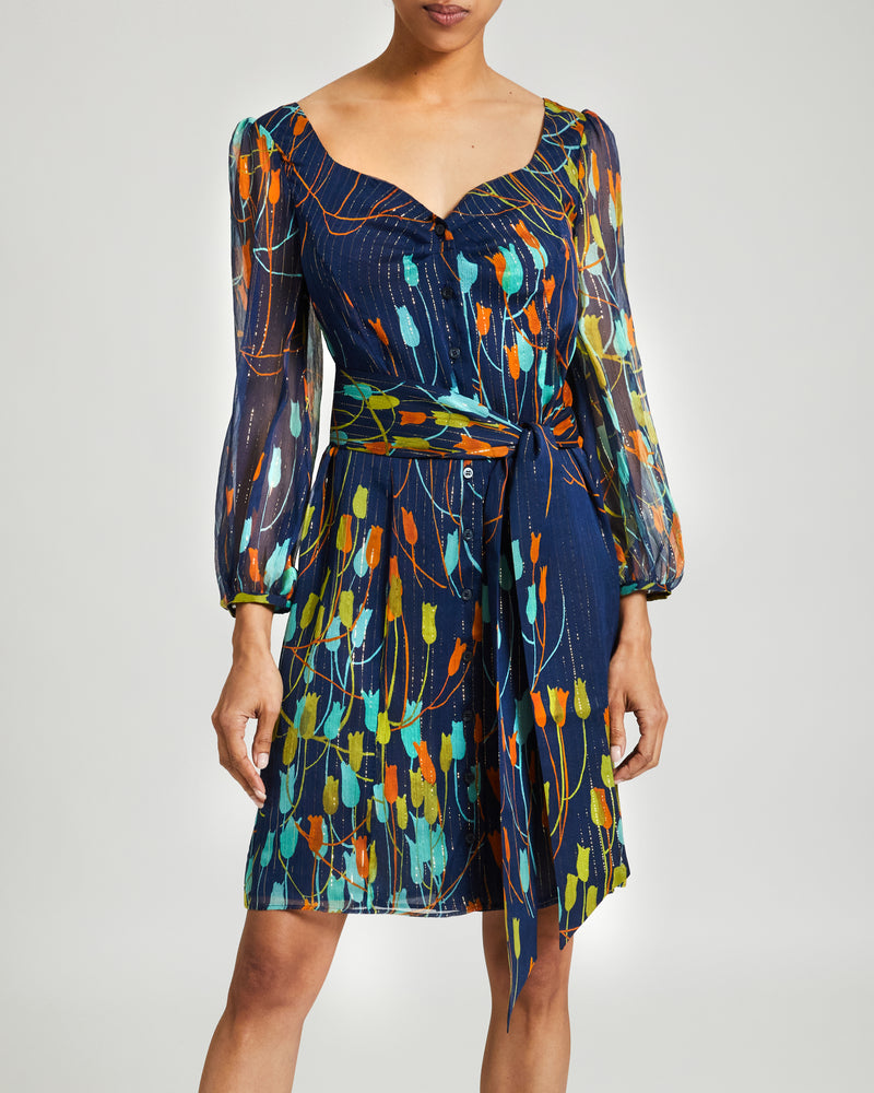 NORA Silk Print Shift Dress