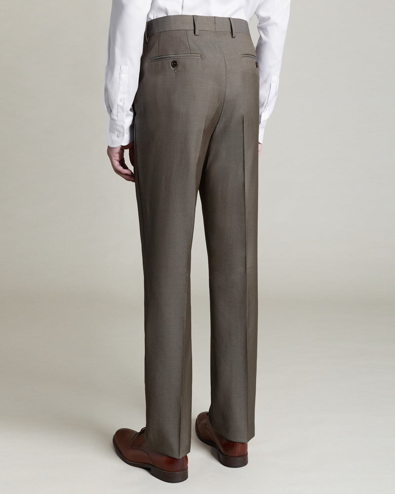 Dark Tan Super 100's Wool Natural Stretch Pant, Made in Italy