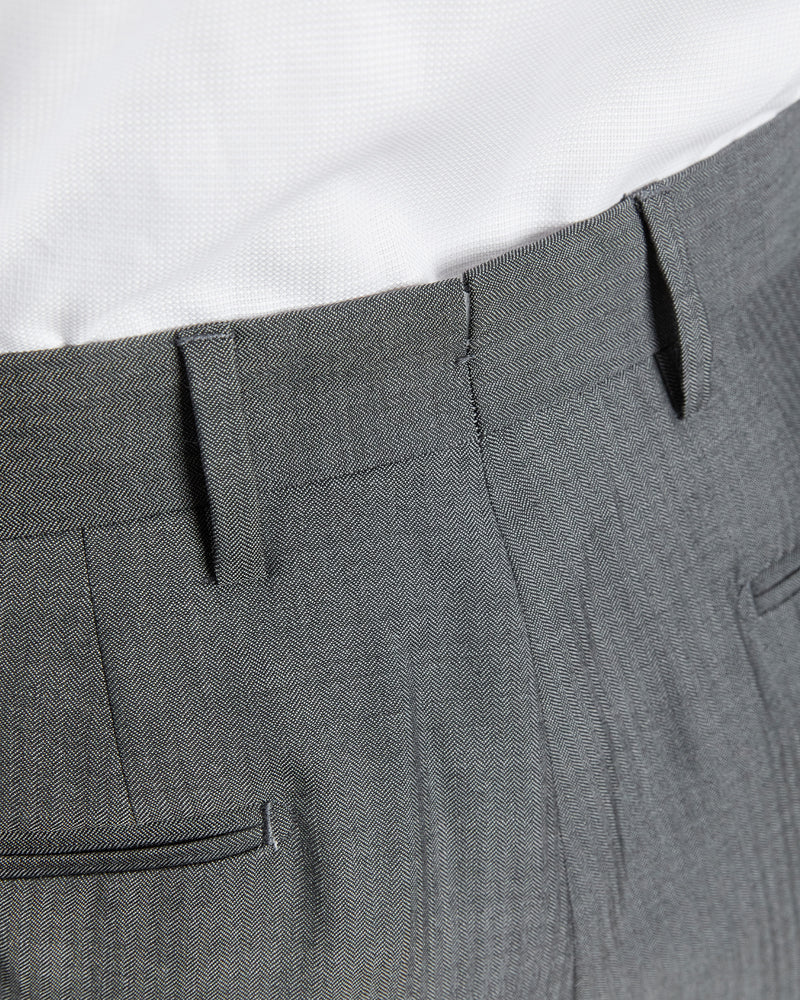Grey Super 100's Wool Natural Stretch Pant, Made in Italy