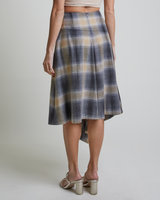 MYNA A-Line Hi Lo Skirt in Plaid Print