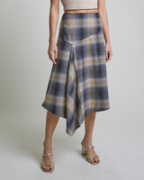 MYNA A-Line Hi Lo Skirt in Plaid Print